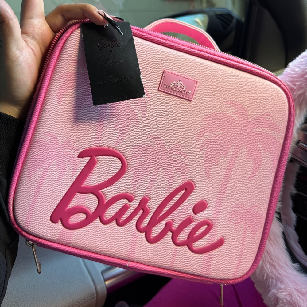 Barbie Pink Cosmetic Case with Palm Design